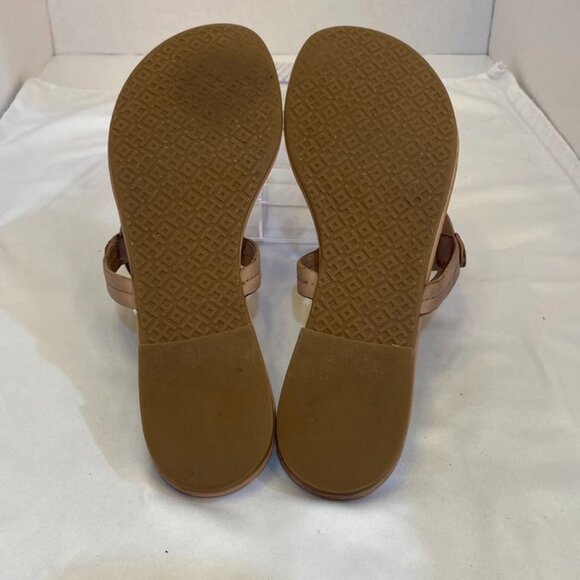 Tory Burch Miller Leather Logo Thong Sandal Nude Tan Classic Slip-On 11M - Picture 7 of 16